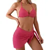 Frauen Badebekleidung Sommer Beach Outfit Stylish Bikini Set mit Schnürrückläter-Halfter-gepolstertem BH High-Taille-Slips für a