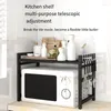 Portametta cucina a microonde stand regolabile a 2 livelli con scaffali pesanti 6 ganci