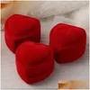 Stand de bijoux 24pcs Red Veet Heart Ring Box Affichage Écouteur Boîtes cadeaux Mariage Organisateur romantique Engagement Wholesale Drop Deved Dhnod