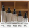 Lagringsflaskor 30 ml KLAR GLASSFASKA BAKKNING DOPPER Essential Oil Serum Toner Spot Borttagning Liquid Hyaluronic Skin Care Cosmetic