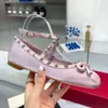 Balle Ballerine à fond de fille peu profonde Ballerines Single Flat Rivet Shoe En cuir chaussures Ballet Stud Women's Tino Stracles High Edition Princess Style 69UJ