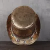 Basker 2024 läder kvinnor män topp hatt dusch lday fedora magi platt steampunk cosplay fläsk paj parti mössor droppar 13 cm