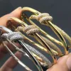 T Bransoletka luksusowa bransoletka projektant biżuterii podwójna linia linowa damska mniejszość 18K złota srebrna lśniący kryształowy diament bransoletka bransoletka luksusowa biżuteria prezent na imprezę biżuterii