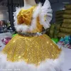 Scena noszona dla dzieci cekinowa mała sukienka taneczna kostiumów dziewczyny urocze parasol księżniczka spektakl maluch xingx taniec