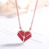 Hangers S925 Sterling Silver Little Red Heart Ketting Ontworpen door vrouwelijke menigte: Simple Love Collar Chain Peach Pendant