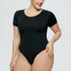 Fashionable Oversized Women's Tight Fitting with Versatile Base Round Neck Short Sleeved Jumpsuit Triangle Pants F41820