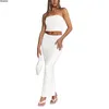 Robes de travail Femmes Sexy Summer Two Piece Tirfits Bandeau sortant des crop tops bodycon Maxi Jupe Set Y2K Streetwear Club Party Matching