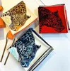 animal Leopard Twill Hijab Silk Scarf Handmade Curled Design Square Women Bandana Foulard Head Scarves Shawl3663351