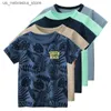 Tシャツ2024夏夏の新しい子供服の葉の手紙印刷小児服の男の子短袖TシャツコットントップTシャツダイレクト出荷Q240418