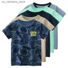 T-shirts 2024 Summer New Childrens Clothing Leaf Letter Printing Childrens Clothing Boys Short sleeved T-shirts Cotton Top T-shirts Direct Shipping Q240418