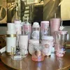 water bottle 2022 Starbucks cup cherry blossoms in full bloom flower fragrance powder cherry mark glass straw insulated water cup L48