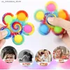 Novelty Games Tie Dye Simple Fidget Spinner Pop Finger Toys Push Bubble Hand Spinner for ADHD Anxiety Stress Relief Sensor Gifts for Kids Q240418