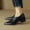 Casual Shoes 2024 Women's Boat Pointed Toe Vintage Flats Black Loafers Comfortable Soft Leather For Female Plus Size Autumn