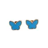 العلامة التجارية الأصلية Van High Version S925 Silver Earrings Rose Gold Natural White Fritillaria Butterfly Blue