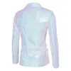 Veste de costume à paillettes brillantes Mentide Performance Performance Matel White Silver Blue Red Purple Blazers Vneck Single Button S M L XL XXL 240407