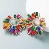 Stud Earrings 1 Pair For Women Sunflower-shaped Multicolor Rhinestones Jewelry Vintage Bohemian Beach