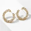 Boucles d'oreilles étalon uilz cercle géométrique pour les femmes luxe brillant blanc cubique boucle oreille de mariage accessoires de mariée