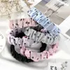 Haarrubberbands Koreaanse haarbands voor vrouwen haaraccessoires bloem print geplooid glanzend garen hoofdband meisjes mode haar hoepel bands hoofddeksel Y240417