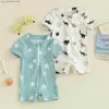 Endelar MA Baby 0-3y nyfödd småbarn Baby Boy Girl Swimsuit Dinosaur Coconut Tree Kort ärm Swimsuit Beach Suit Q240418