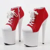 Sandals Jialuowei 20cm High Heel Red Canvas Blacklight Sneaker Shoes Platform Stripper Exotic Dancing High Heel