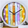 Horloges murales Horloge de design moderne Vintage Creative Retro Rustic Art Round salon Zegar Scienny Watch Home 60wc Drop Livilor Garde Dhdop