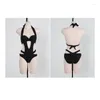 Women's Swimwear The One-piece Female Swimsuit Underwire Gathered Sexy Black Triangle