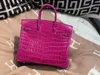 Handmade 7a Handbag Bikns Genuine Leather High Tan Crocodile Skin Bright Face Belly 25 Womens Luxury Womens39PZ