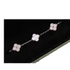 Designer Brand Original Serling Silver 925 Van Four Leaf Grass Bracelet avec diamant intérieurs avancé Luxury Luxury Net Red Jewelry Logo