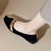 Scarpe casual piatti a colori misti da donna barca oro oro pacettolo slittamento su mocassini a fibbia piatta per femmine autunno 1537c