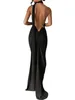 Casual jurken Qiiderder dames y2k backless jurk mouwloze bodycon halter open rug maxi uitgaande elegante feestcocktail lang