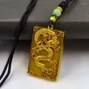 Colliers de pendentif Hign-End Green Sandalwood Carving Dragon Tiger carte pour hommes bijoux personnalité pendentifs en bois collier mâle Rope Choker