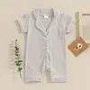 Baby Pyjamas Strampler Jungen Mädchen Nachtwäsche Kurzschlärm Lapel Jumpall