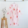 Women's Sleepwear KISBINI Women Nightdress Summer Flower Printed Nightgown Lady Kimono Style Thin Cotton Female Night Gown