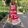 Casual Dresses Holiday Big Women Print Summer Beach Dress Maxi Swing Strap Boho Women's Pretty Sexy Vestido Para Mujer