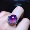 Clusterringen Natuurlijk Purple Super Seven 7 Red Lepidocrociet Quartz Verstelbare ring 17,5/12,8 mm Oval Rutilated Women Men Sieraden