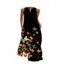 Casual Dresses Summer Fashion Style Elegant Sexy Women's Printed V-Neck Pocket Export Long Dress Swing