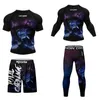 Herrspårar cody lundin bodybuilding kläder för fitnessträning slitage hög elastisk jiujitsu uniform kimono boxing rashguard 4st