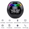 مكبرات صوت محمولة متوافقة 5.0 مكبرات صوت متوافقة مع LED مع LED Digital Clock Music Player اللاسلكي شكل كرة الساعة MINI BT مكبر صوت