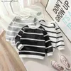 T-Shirts Kinderkleidung T-Shirt Gedruckte Mädchen und Jungen Baumwollkinderhemden Baby und Kleinkindtimen gestreifte Langarmkleidung Q240418