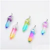 Charms Colorf Glass Hexagon Prism Pendant arc-en-ciel pour le collier Bijoux faisant des femmes Hommes en gros de la livraison des résultats de la livraison DHC3L