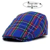 OM0B Berets Beret Britisch Plaid Peaked Cap Newsboy Cap Farmfrus Frauen Herren Vorwärtshut D240418