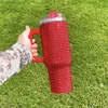 Botella de agua Whosa Vacuum Aislada Doub Mundas de pared de acero multicolor multicia bling 40oz bling tumbr con tapa manual y taza de campamento al aire libre de paja al aire libre