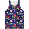 Męskie topy czołgowe Aloha Tropical Flower Graphic Top Men Summer 3D Printed Rośliny Kamizelka streetwear