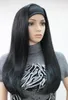 Hivision 2017 New Fashion 34 Wig avec bandeaux Jet noir Straitement synthétique Femmes039 Perruques à cheveux demi-cheveux19694814897790
