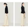 Kvinnors blusar siden sammet damer våren höst nio minuters ärmskjorta kinesisk stående krage temperament elegant topp retro casual