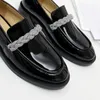 Kledingschoenen zwarte platte lederen loafers dames slip-on lage hak voor vrouwelijke merkontwerper Zapatos de mujer strass chaussure femme