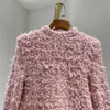 Женские вязаные трикотаж высококачественные зимние розовые золотые кнопки с длинным рукавом вязаные пальто