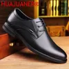 Casual Shoes Oxford Brown Black Dressing For Men Italian Designer Genuine Leather Formal Gents Wedding Footwear Business Flats