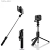 セルフィーモノポッドFangtuosi Bluetooth Selfie Stick Tripod Mini 4-in-1 Selfie Stick-OPROアクションカメラスマートフォン360回転ブラケットY240418