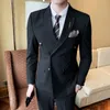 Męskie garnitury Boutique (Blazer spodni) Brytyjski styl biznes elegancki moda swobodna impreza ślubna formalna dwuczęściowa garnitur